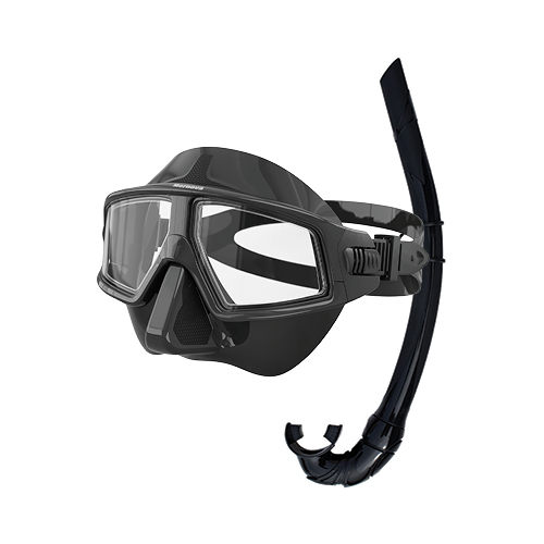 메르노바 프리다이빙 마스크 + 스노클 세트 - 블랙